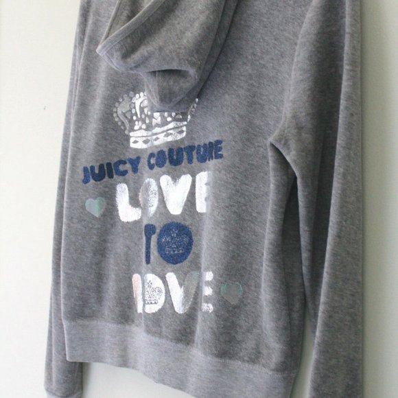 Juicy Couture Gray "Silver Lining" Terry Cloth Jacket / Hoodie - Picture 2 of 7